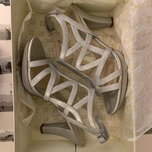 Silvery shiny naturalizer heels